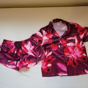 Victoria's Secret Satin Floral Set - Purple Red and Pink Size M
